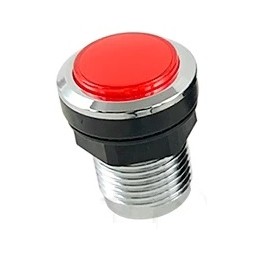 Bouton chromé rouge lumineux 28 mm