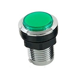 Bouton chromé vert lumineux 28 mm