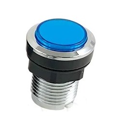 Bouton chromé bleu lumineux 28 mm